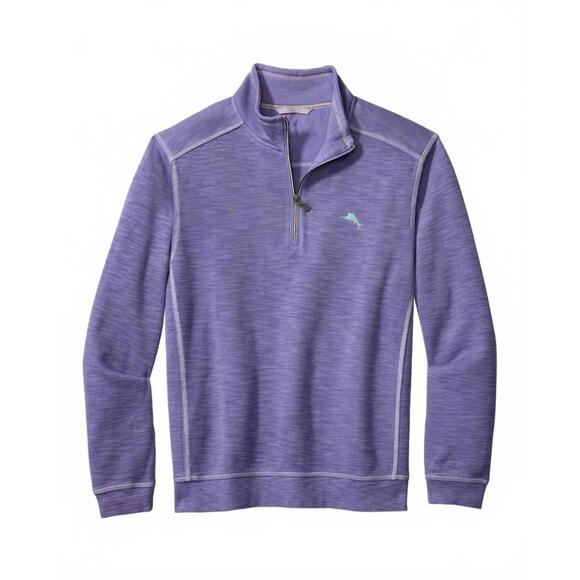 NEW TOMMY BAHAMA men's tobago bay half zip sweatshirt in coastal violet